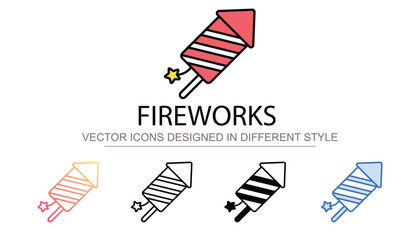 Obraz premium Fireworks icon design with white background stock illustration