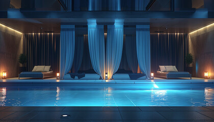 Contemporary luxury hotel pool with sleek design 