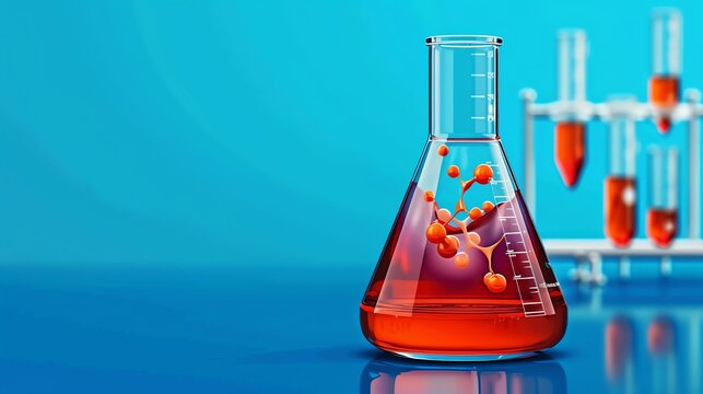 Reagent reaction, lab experiment effect, flat design illustration
