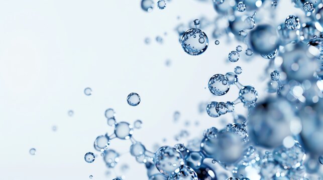 Water molecules, H2O interaction, flat design illustration