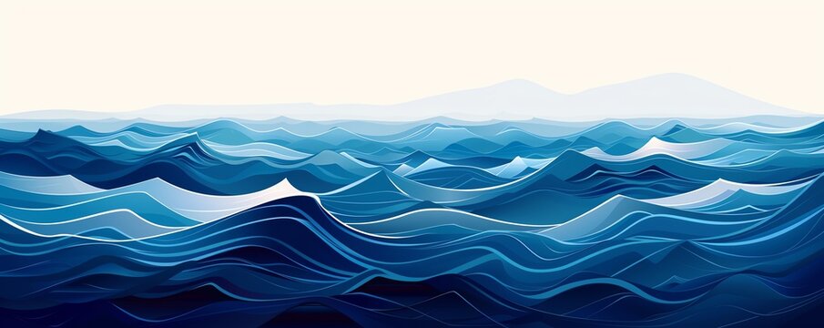 Water waves, ocean ripple effect, flat design illustration