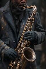 Obraz premium Close-up shot of person playing trumpet