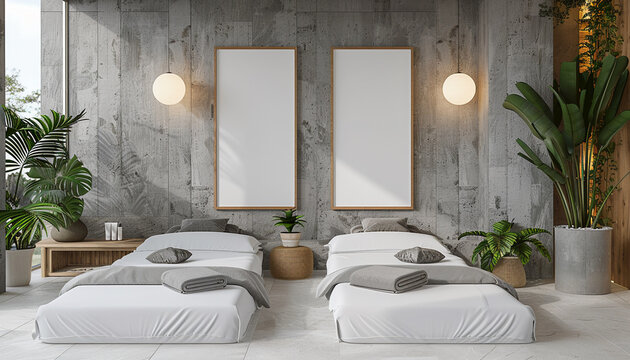 Contemporary luxury hotel spa modern touches with empty frame