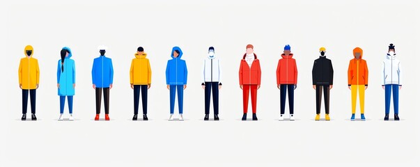 Social distancing, people standing apart, flat design illustration