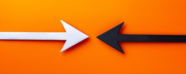 Split decision, two arrows pointing different directions, flat design illustration