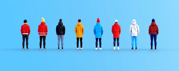 Social distancing, people standing apart, flat design illustration
