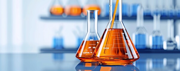 Crude oil analysis, lab testing, flat design illustration