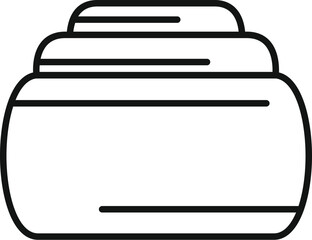 Simple line drawing of a cosmetic cream jar open with three distinct layers of product inside