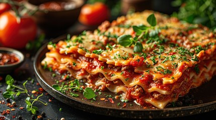 Delicious Lasagna with Tomato Sauce and Fresh Herbs