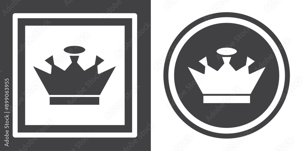 Wall mural Vector. Crown symbol. Black and white icon symbol design in flat.