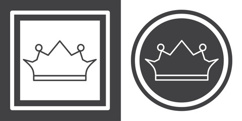 Vector. Crown symbol. Black and white icon symbol design in flat.