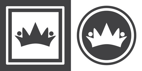 Vector. Crown symbol. Black and white icon symbol design in flat.