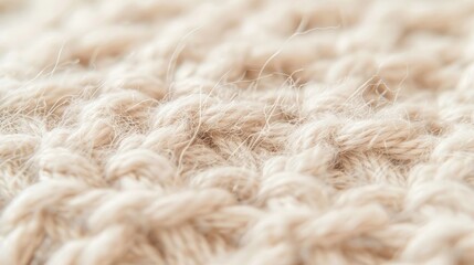 Macro image of a woolen fabric, highlighting the fluffy, soft texture and the complex weave of threads, with subtle color variations creating depth