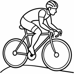 Fototapeta premium Line art of a cyclist on a race bike on the road 