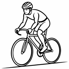 Obraz premium Line art of a cyclist on a race bike on the road 