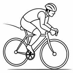 Obraz premium Line art of a cyclist on a race bike on the road 