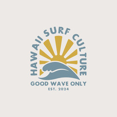 Vintage surf design template for surf club, surf shop, surf merch.