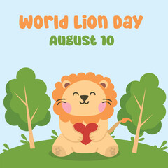World lion day vector design for world lion day celebration. Suitable for flat design, flyer design, flat illustration, banner, template, poster, etc