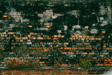 Fototapeta premium Block wall backdrop, wall art design. Vintage wall with peeled plaster. Wall with brick texture for banner. Texture of stonewall.