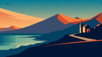 Fototapeta premium Mountain landscape vector illustration 