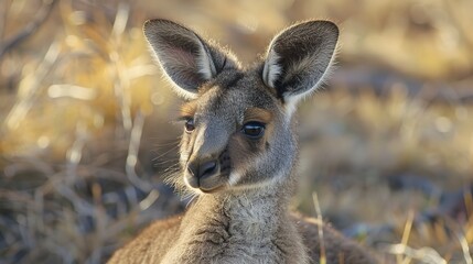 Fototapeta premium Close Up of a Baby Kangaroo --ar 16:9 Job ID: 0276a9c6-63cb-4483-9534-ae5338b936e6