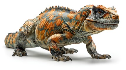Naklejka premium A dinosaur toy on a white background.