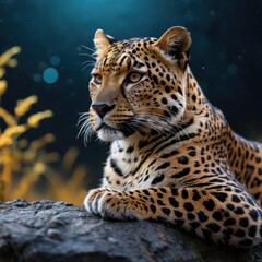 Leopard Close-up Portrait with Blurry Background.