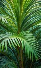 Lush Green Palm Tree Fronds.