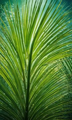Lush Green Palm Leaf Texture.