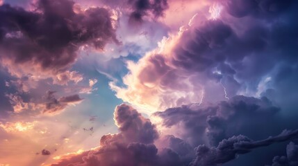 Fototapeta premium Dramatic Sky with Lightning and Clouds