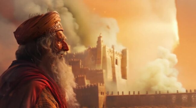 Scene of the prophet with ancient background, Take the video going around the object