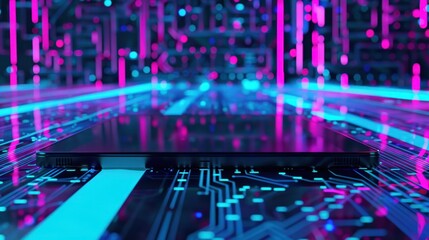Fototapeta premium Smartphone on Futuristic Circuit Board
