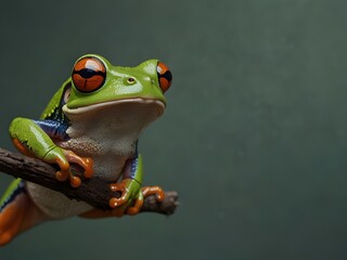 Naklejka premium Tree frog, flying frog laughing