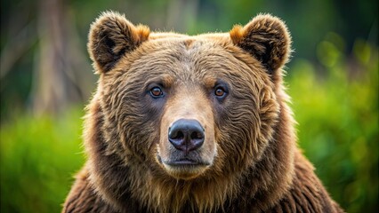 Fototapeta premium A close-up photo of a large brown bear in the wild, wildlife, nature, animal, mammal, fur, wilderness, predator