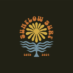 Vintage surf design template for surf club, surf shop, surf merch.
