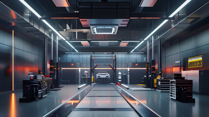 Modern Car Service Shop Interior.