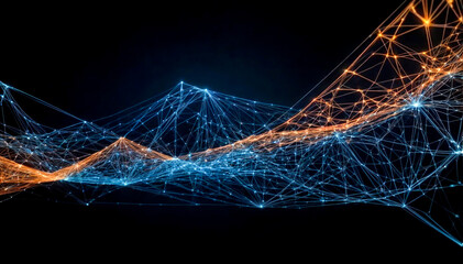 Abstract Digital Network with Connecting Dots and Lines