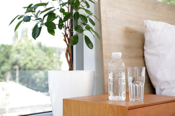 Bottle of water in bedroom