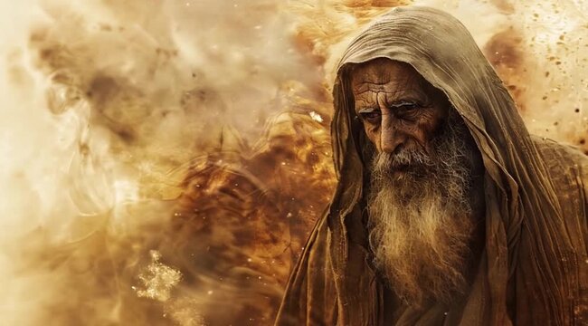 Scene of the prophet with ancient background, Take the video going around the object
