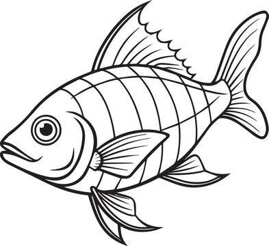 recommend clip art: fish line art vector