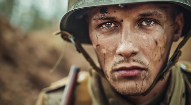 World War 2 soldier scene, Take the video going around the object