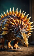 Spiky Yellow Dinosaur Close Up.