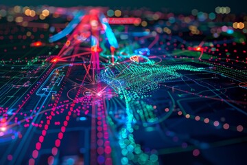 Abstract Network Visualization with Glowing Lines and Dots