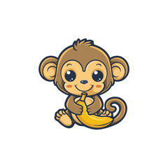 Obraz premium cute monkey holding a banana
