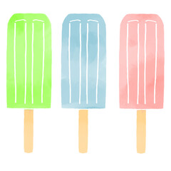 アイスキャンディーの水彩風イラスト　セット