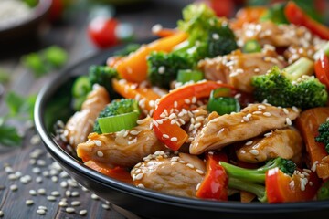 Chicken and Broccoli Stir Fry with Sesame Seeds