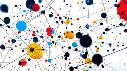 A colorful image of many small circles with lines connecting them