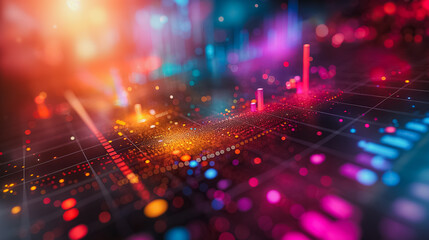 Obraz premium A colorful image of a cityscape with many dots and lines