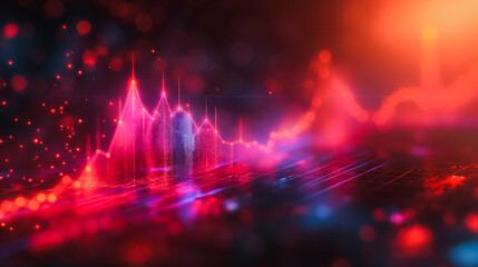 Obraz premium A red and blue background with a series of lines and dots