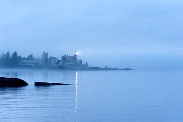 Eagle Harbor Lighthouse in the fog